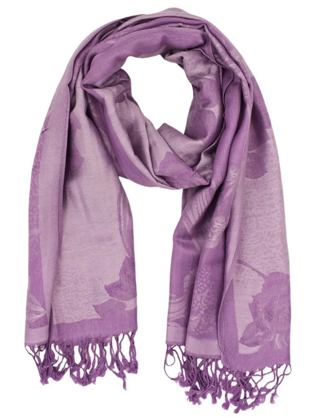 2PC Reversible Rose Floral Pashmina Scarf Shawl Wrap Set Lavender & Turquoise